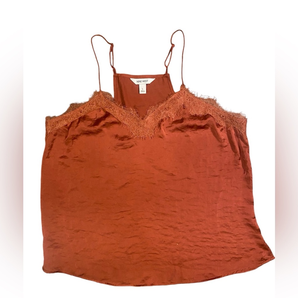 Nine West tunic tank blouse size L with lace